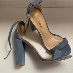 Lulus Taylor Blue Suede Ankle Strap Heels